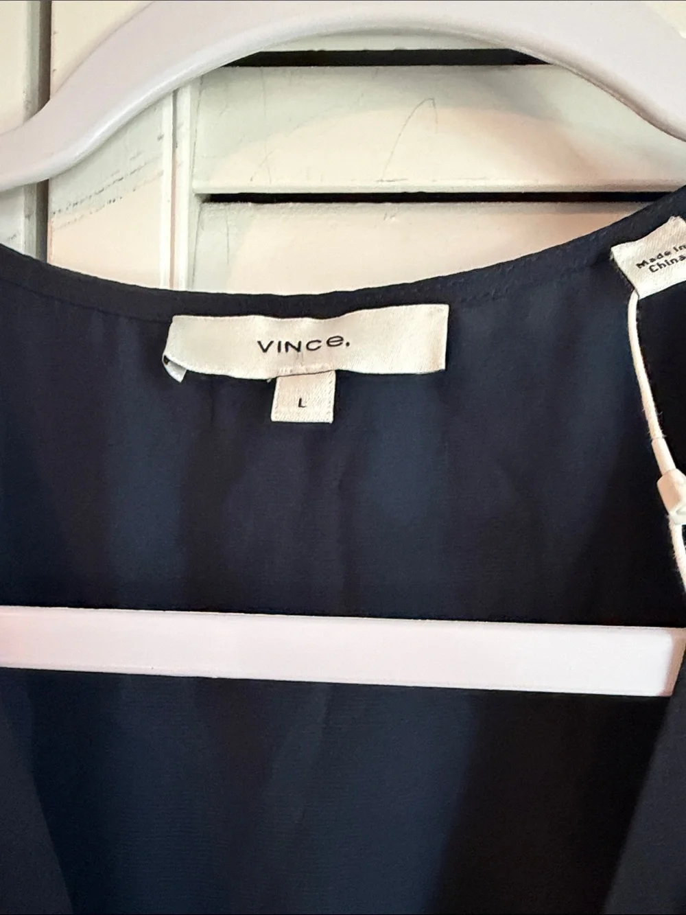 Vince Women’s Navy Large Tie Waist V Neck Midi Dress Shift Sleeveless New